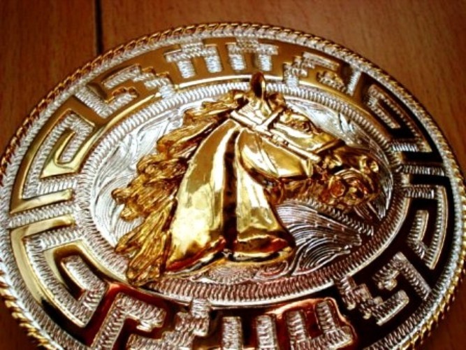 Western Cowboy Horse Head 2 Tones Belt Buckle Round