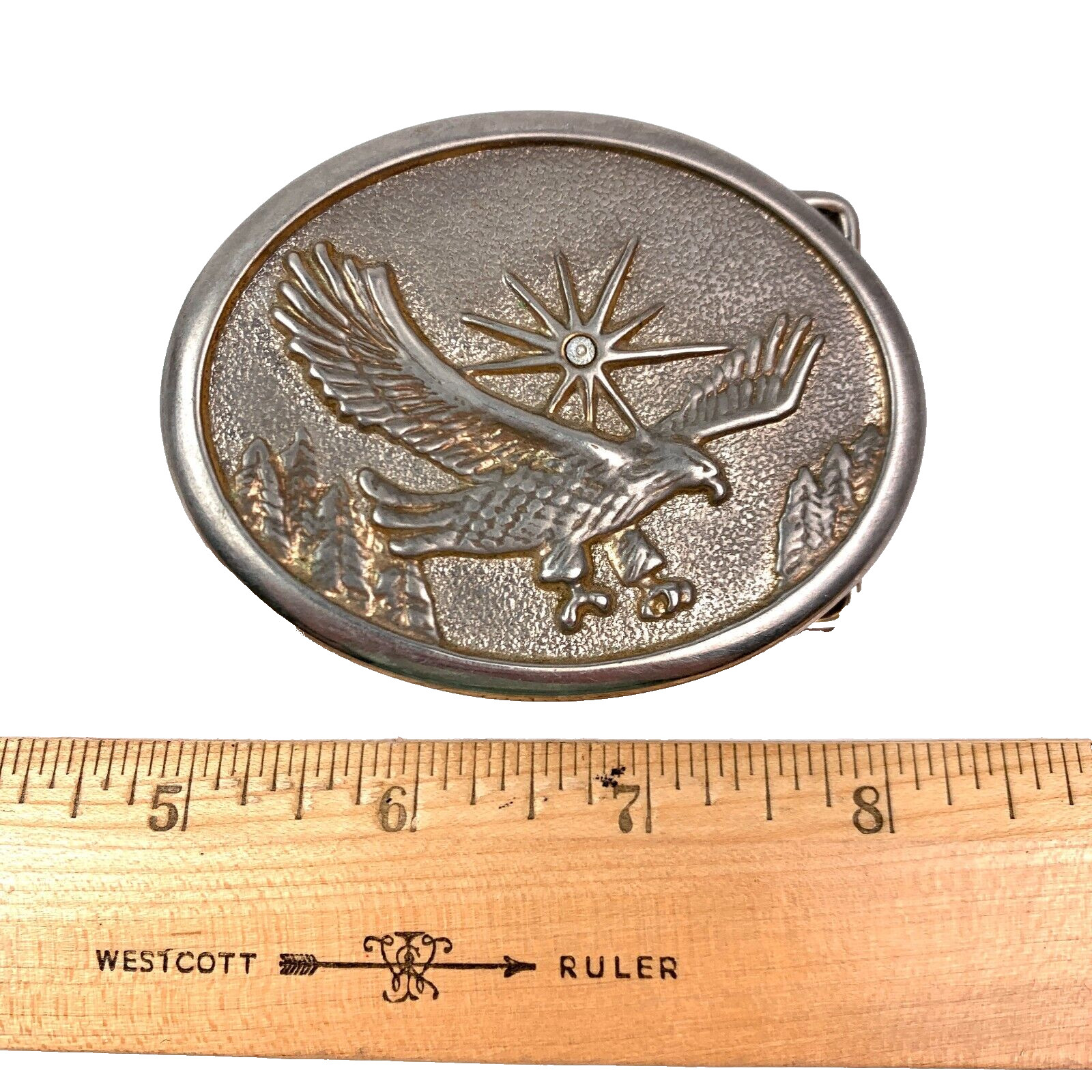 Vintage Unbranded Eagle Hawk Sun 3D Metal Belt Buckle