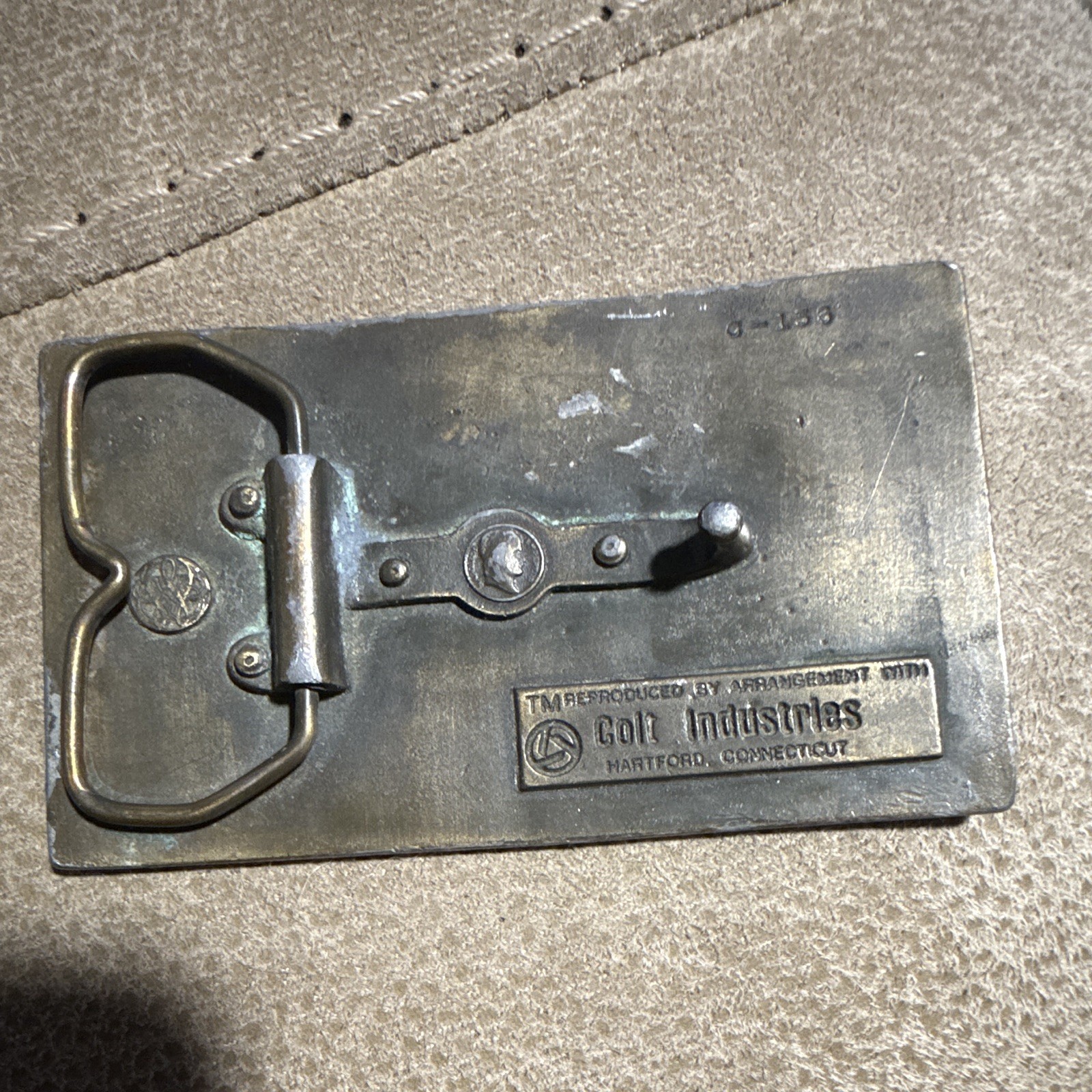 Colt Revolvers Silver Tone Rectangular Western Logo Belt Buckle 1.75in