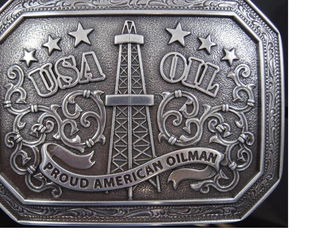 NOCONA « PROUD AMERICAN OILMAN » BELT BUCKLE USA OIL 37982