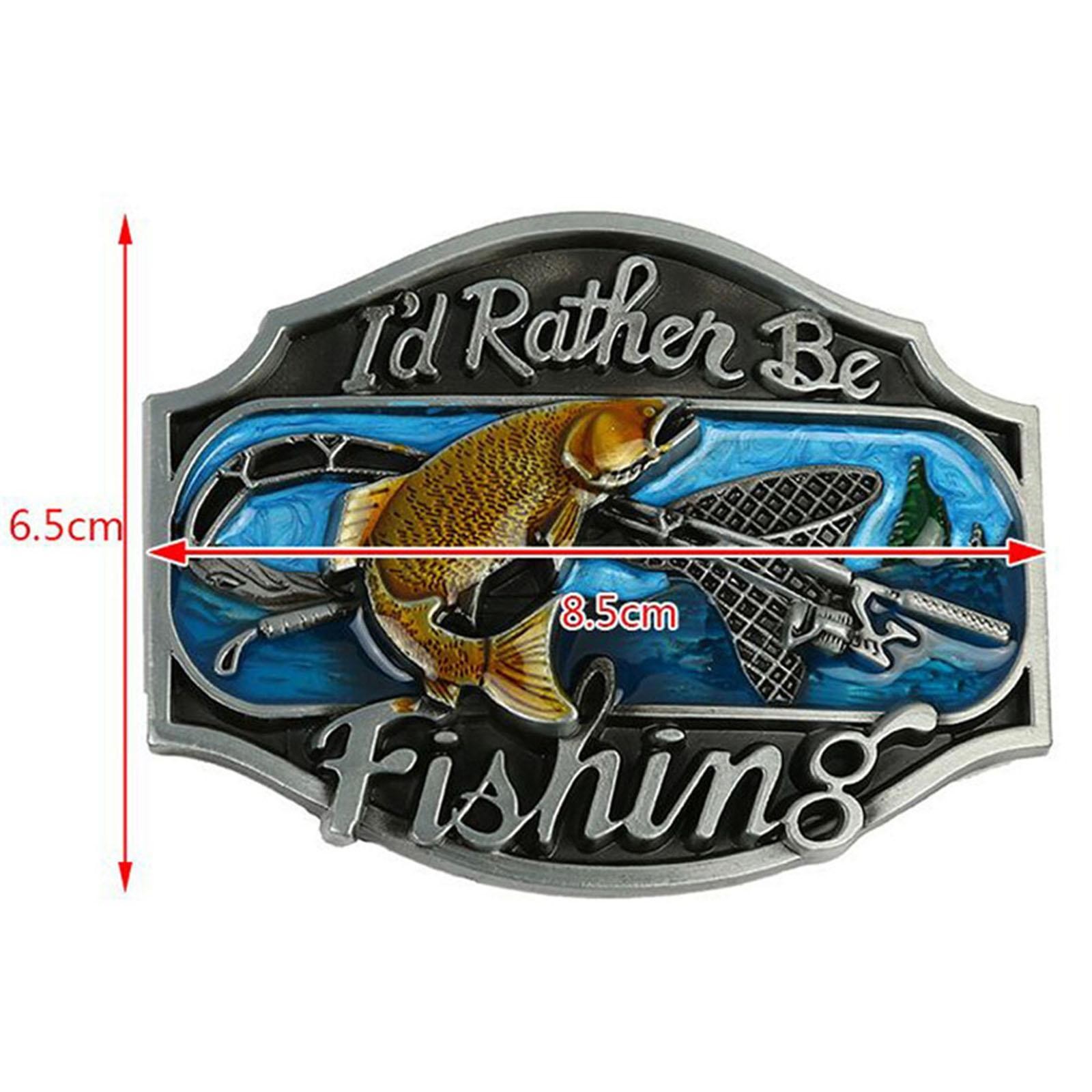 Novelty Enamel Fishing Belt Buckle Western Cowboy Buckle Metal Vintage Mens