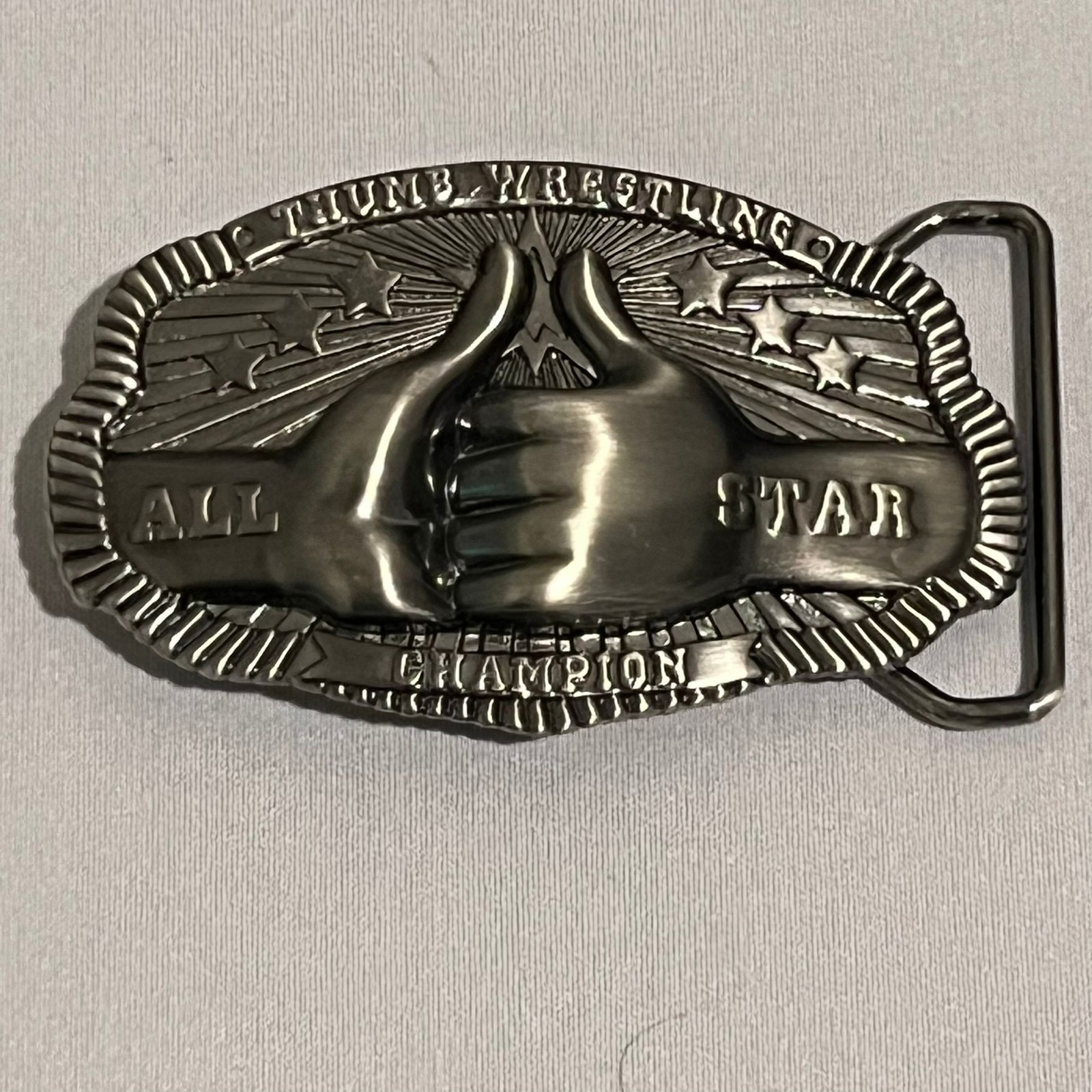 SMC Thumb Wrestling Belt Buckle All Star Champion Metal Pewter 2005 Collectible