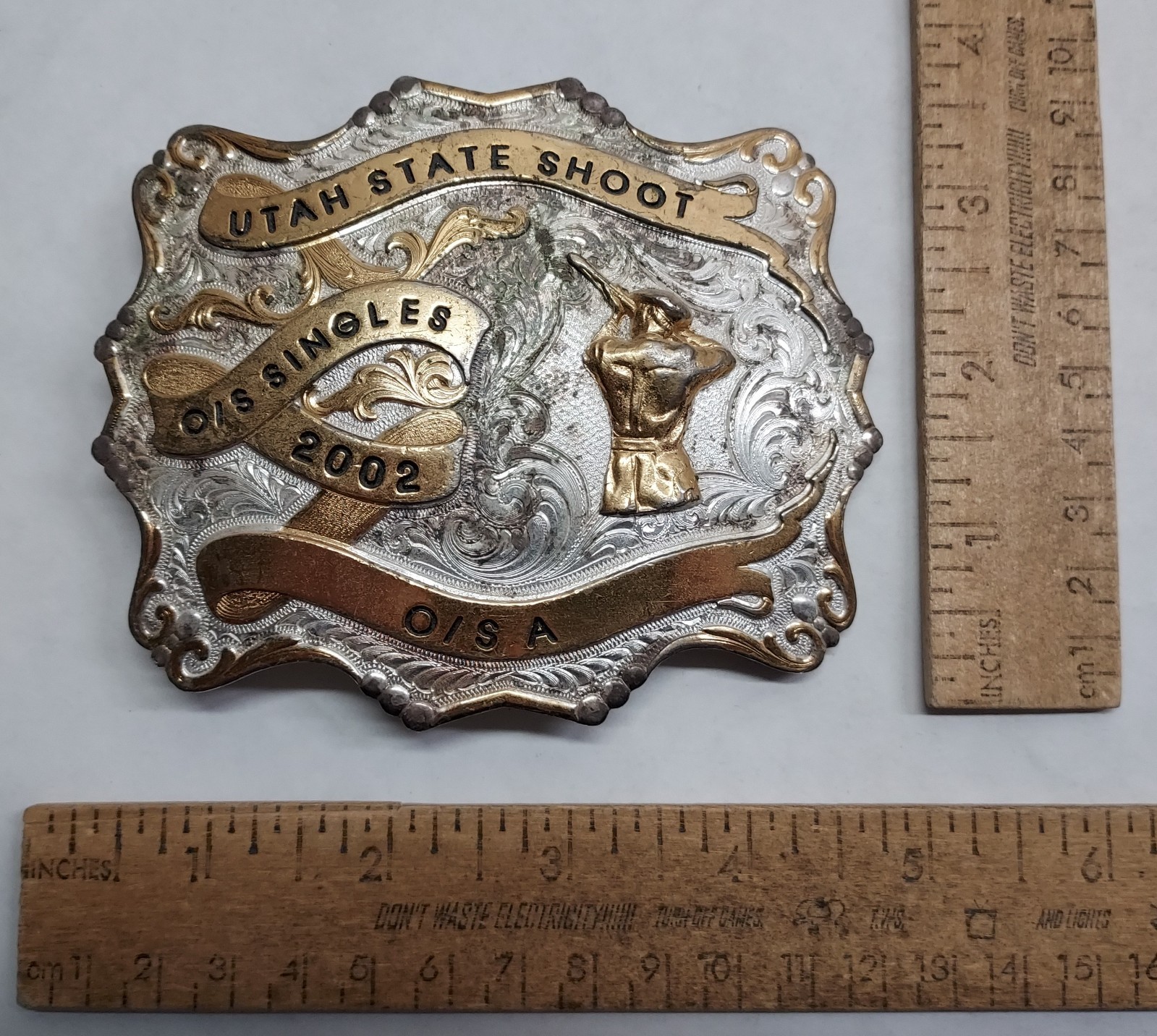 2002 UTAH STATE SHOOT – TRAPSHOOT EVENT – BELT BUCKLE – listing # 9545