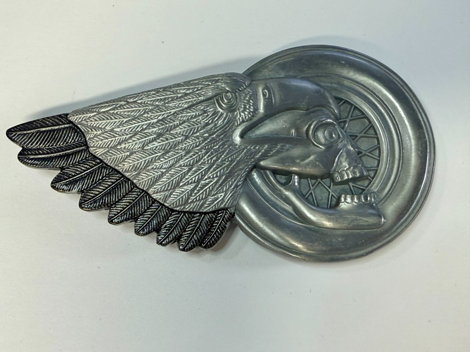 Eagle Skull Motorcycle Wheel Chopper Biker&rsquo;s Rider&rsquo;s Figural Cutout Belt Buckle