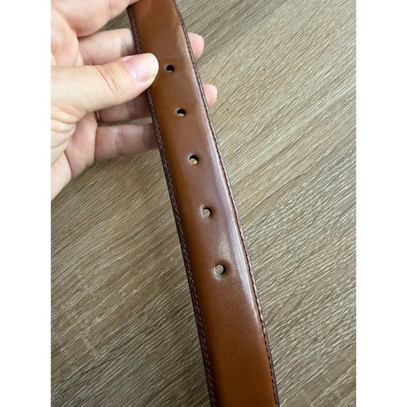 Jos. A. Bank Mens Cognac Brown Fine Italian Leather Dress Belt Gold Buckle 42