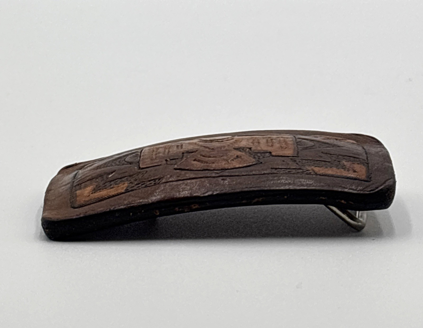 Vintage Leather Hand Tooled Belt Buckle Thunderbird