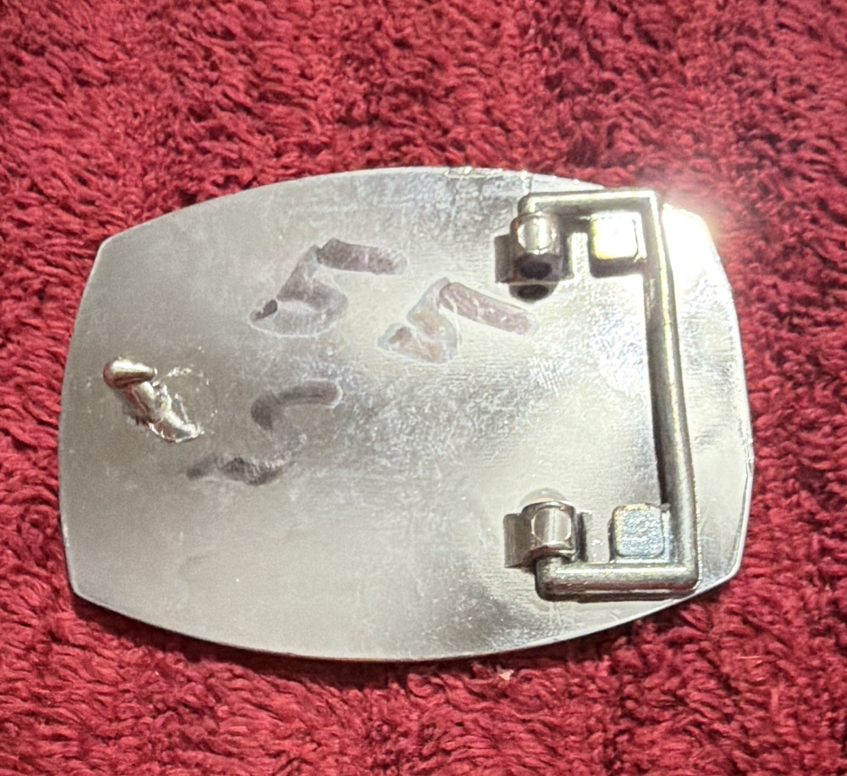 Belt Buckle with Embedded Lincoln One Cent Pennies, Silver Tone Plate Buckle