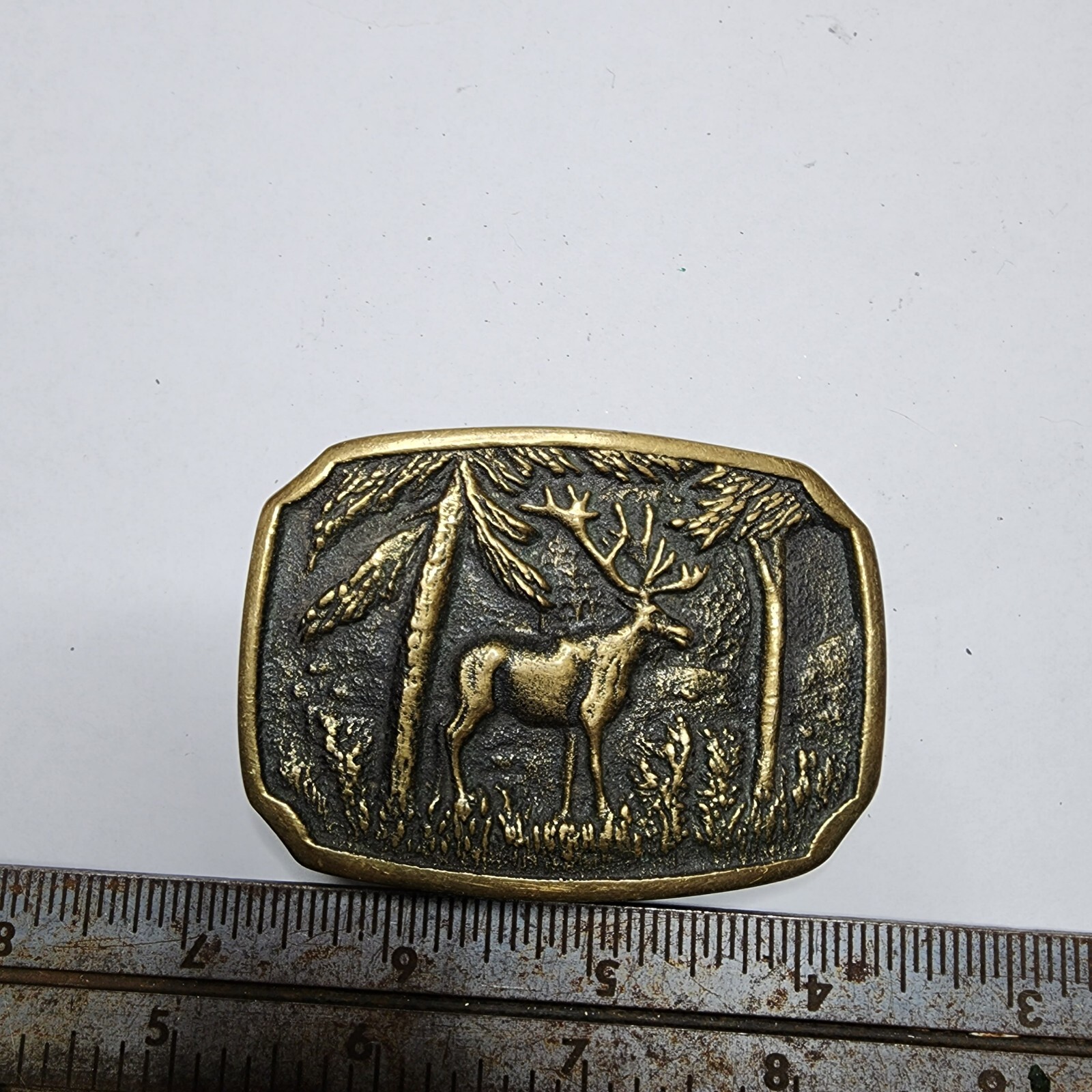 VINTAGE Bull Elk Brass BELT BUCKLE COLLECTIBLE HUNTING SPORTSMANSHIP