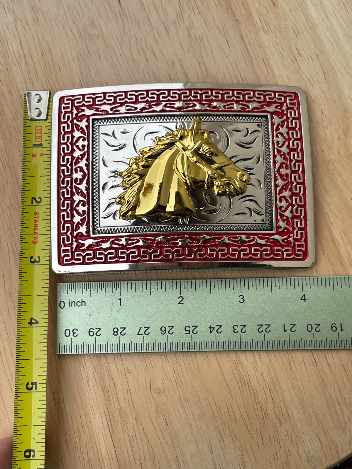 Western Buckle Gold Silver Red Horse Head Cowboy Buckle Fit 2 » Hebilla Vaquero