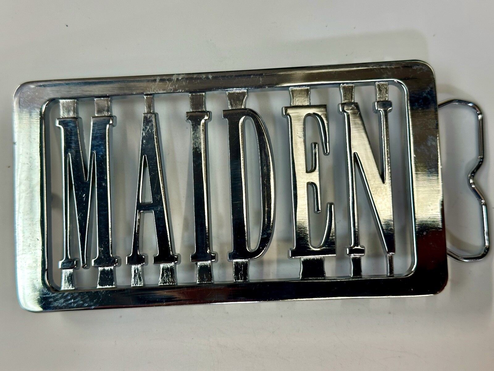 Iron Maiden Music Rock Band 70s 80s Silver Block Letters Belt Buckle