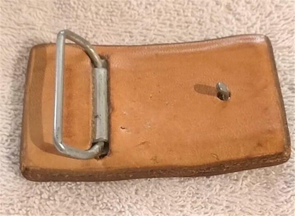 Vintage Hand Tooled Leather Native American Zuni Sun Face Design Belt Buckle