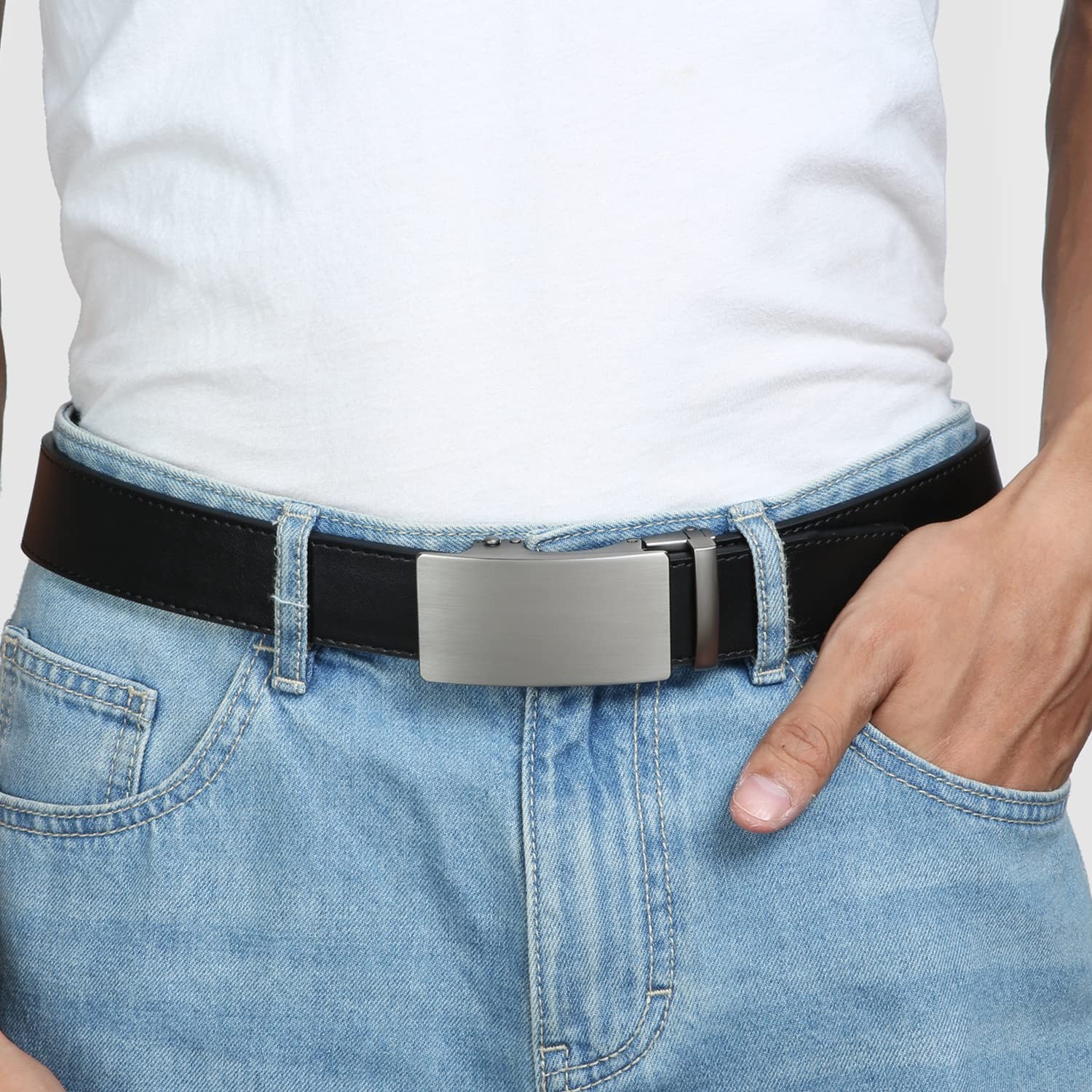 Founders & C Men&rsquo;s Ratchet Belt 1 36&Prime;-42&Prime; Waist Adjustable, 016-black