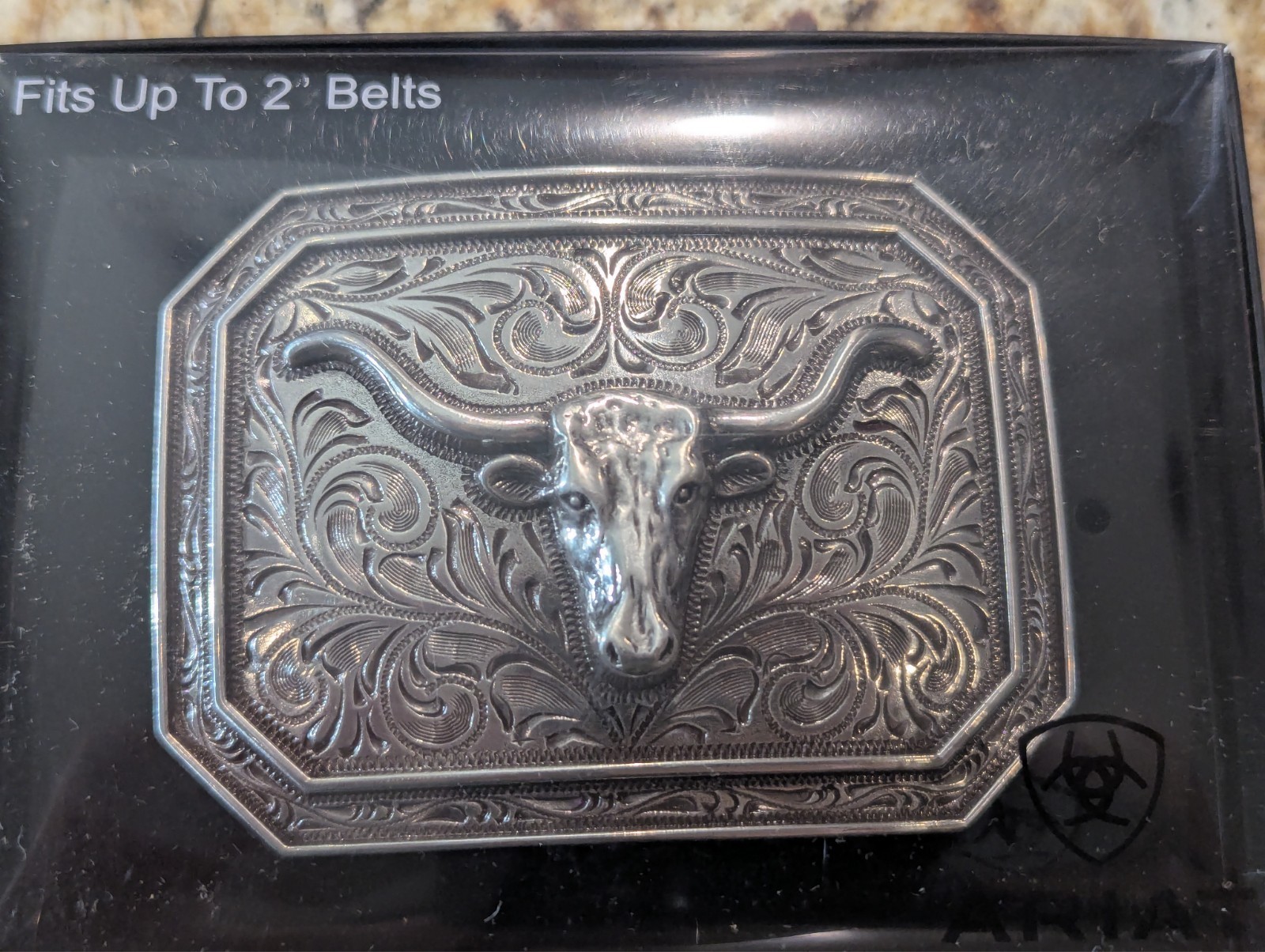 Ariat 4&Prime; Belt Buckle Longhorn A37008 Silver Metal