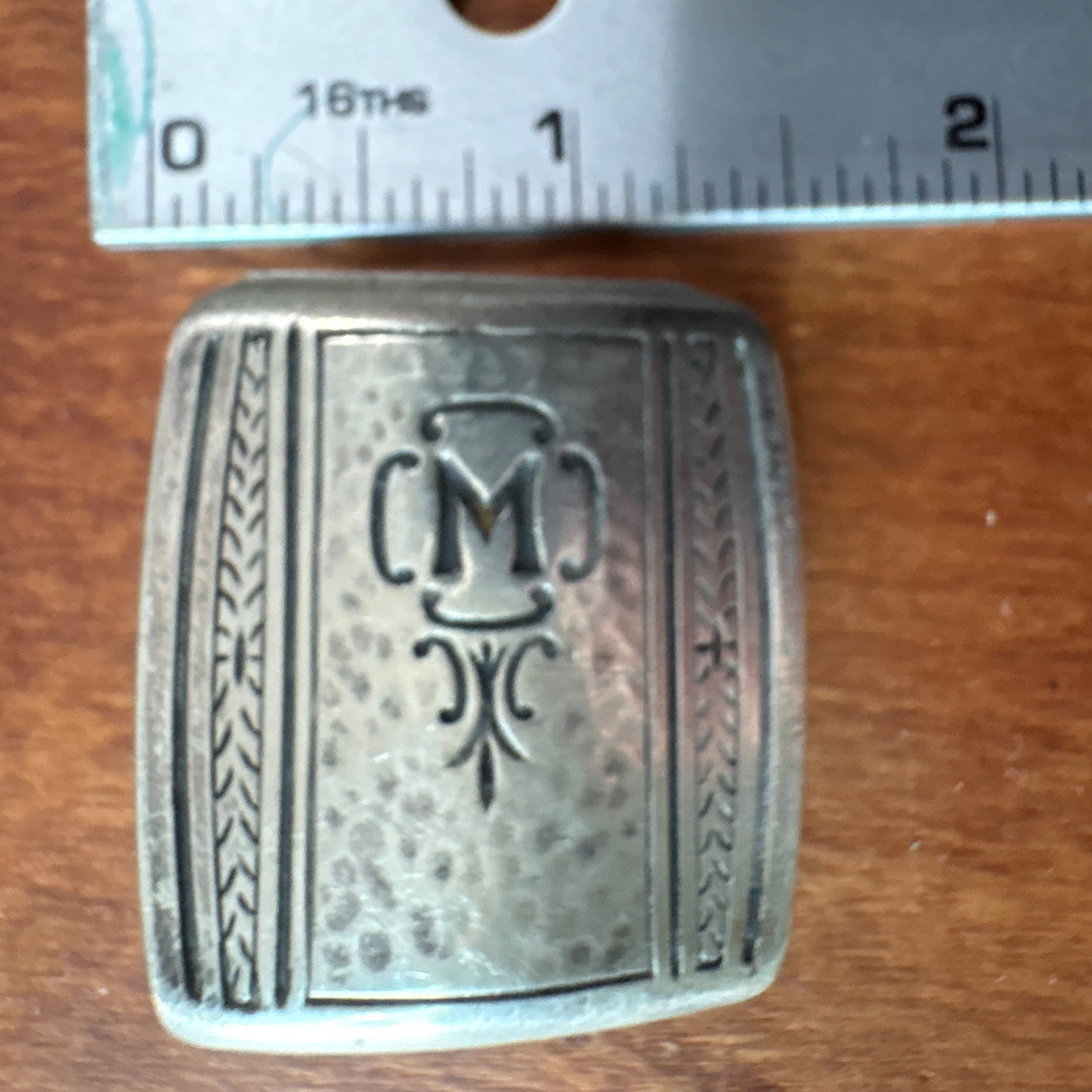 Vintage 40s Silver & Metal Interchangeable Belt Buckle Engraved Monogram M
