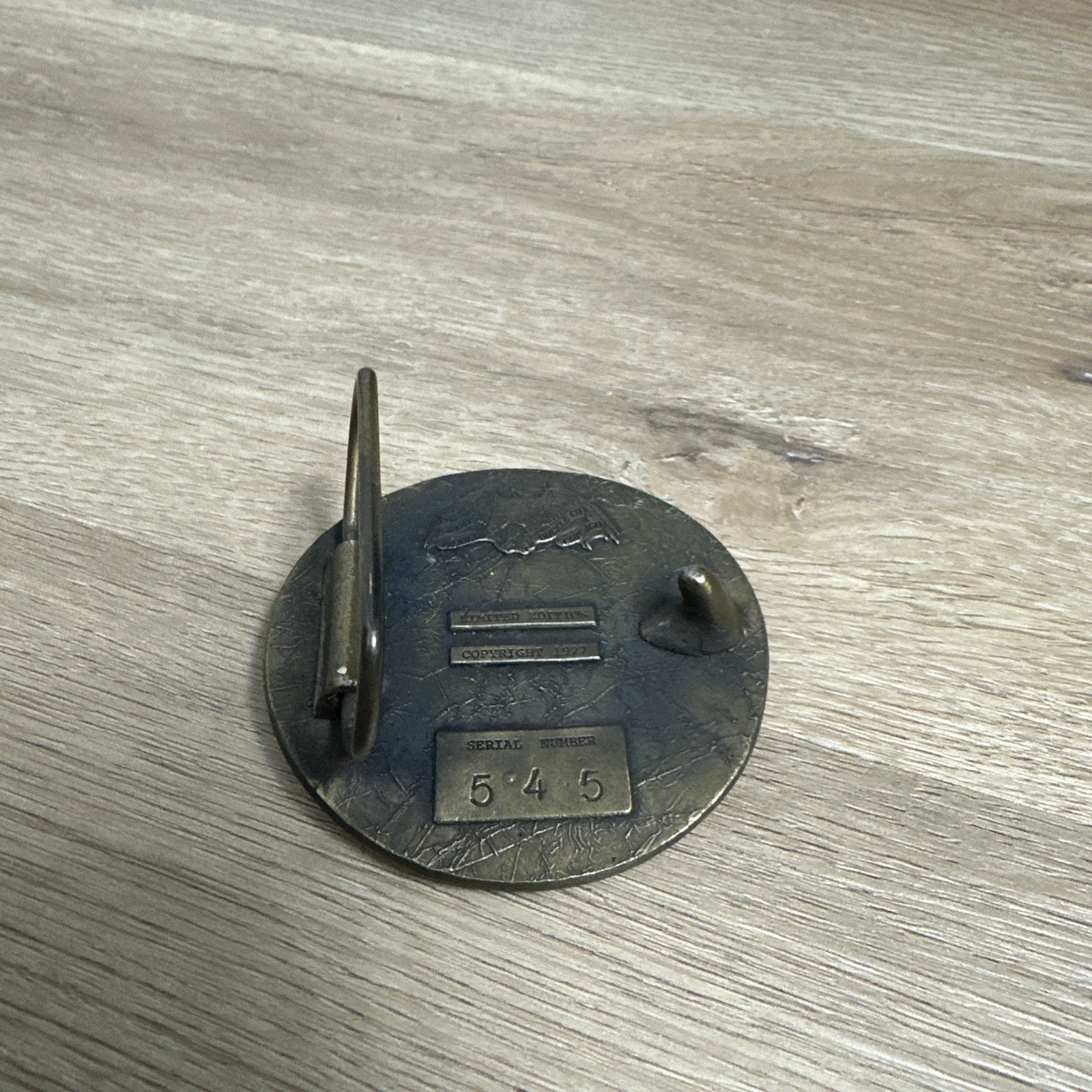 1977 Great American Co LE 545 Fire Fighter Hydrant Department belt buckle ladder
