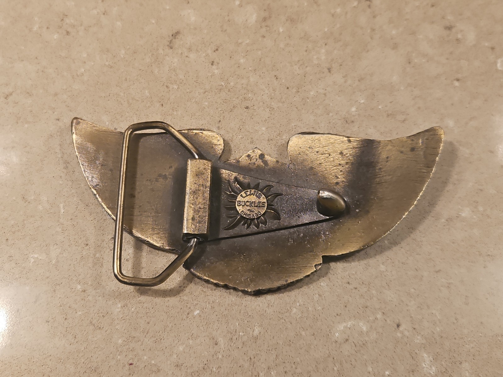 Vintage Harley Davidson Brass Belt Buckle From Lewis Buckles of Chicago Winged
