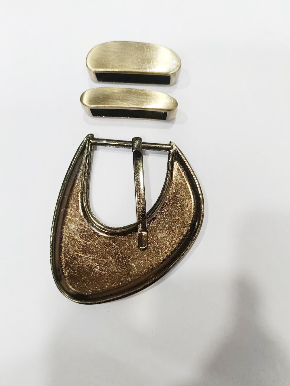 Western 3 piece buckle set initial shiny gold 1.25 in 30 mm cowgirl brass buckle