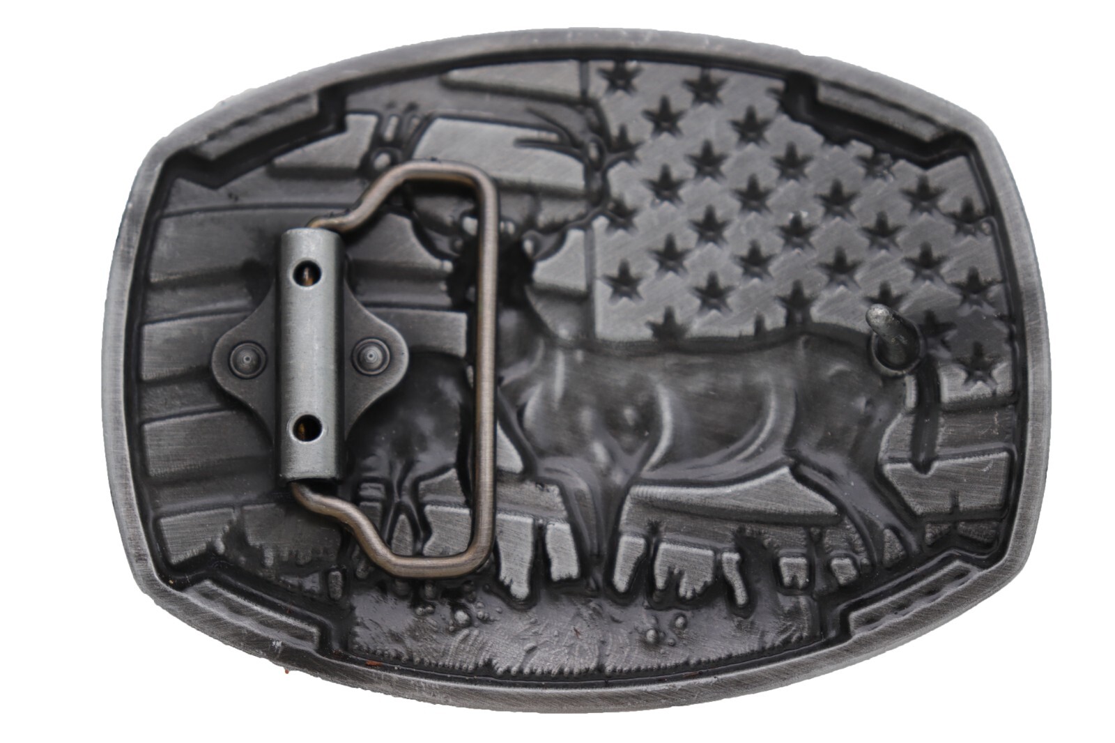 Men Silver Color Metal Belt Buckle Deer Nature Hunter Western Fashion Accessory