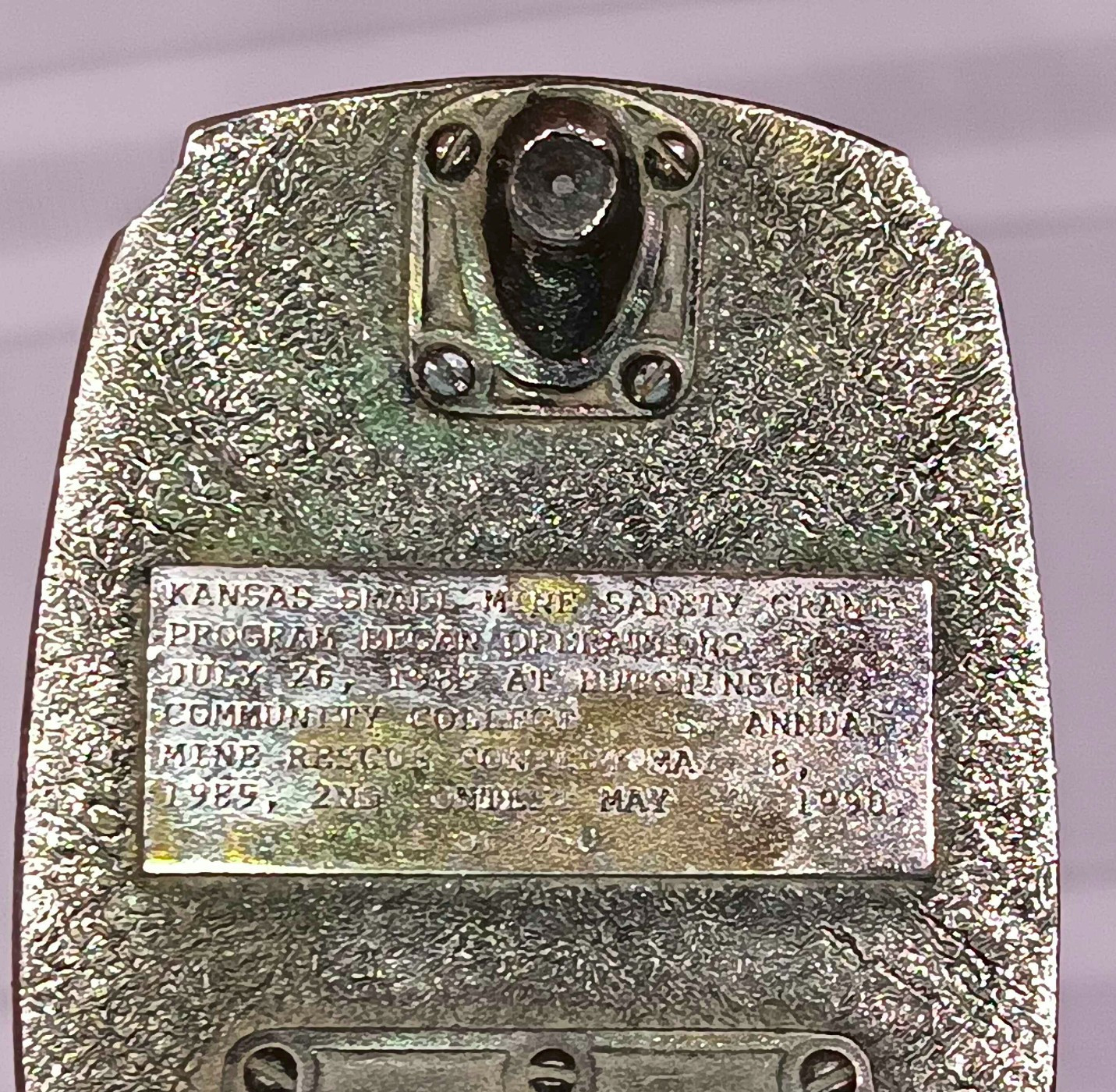 Vintage 1990 Kansas Small Mine Safety Rescue Contest Pewter Belt Buckle