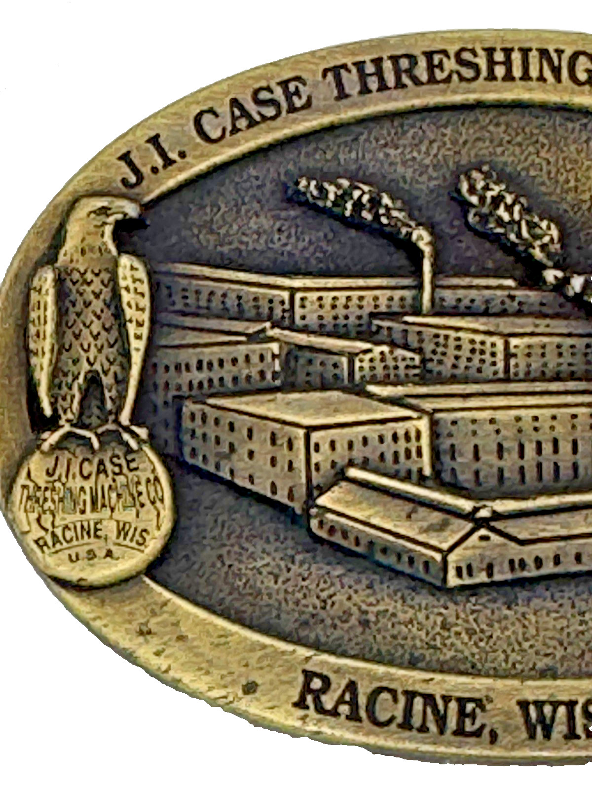 JI Case Threshing Machine Co Pewter Belt Buckle Racine WI Ltd Edition Vintage