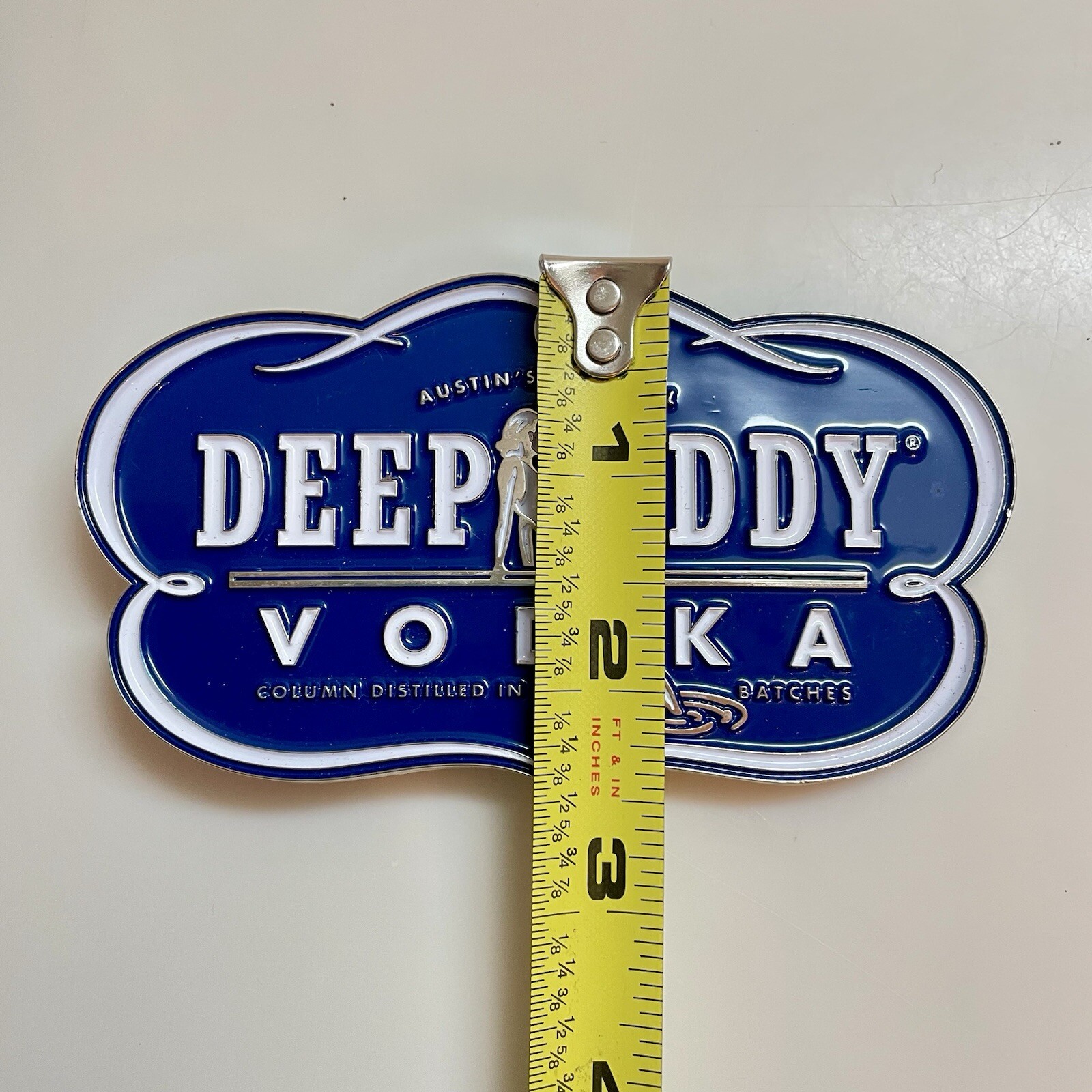 Deep Eddy Vodka Enamel Belt Buckle Blue Logo Austin Texas