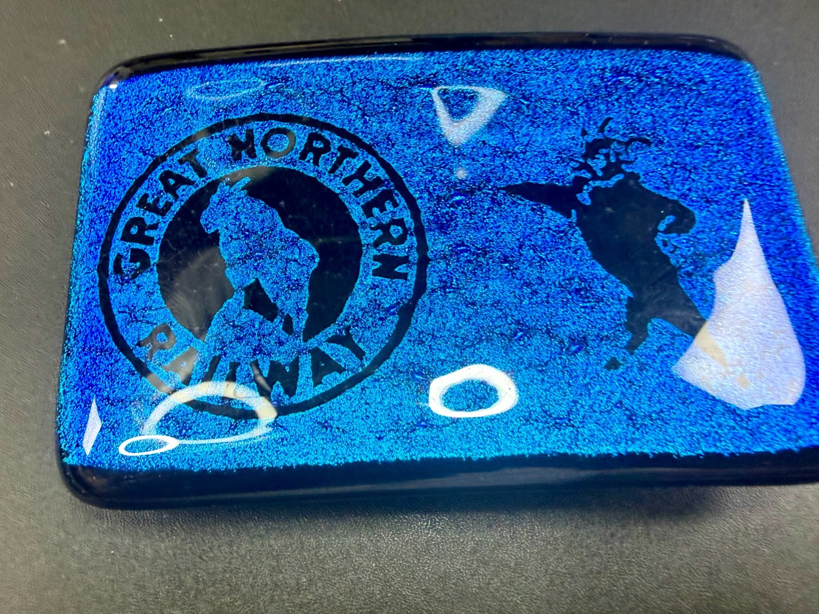 Great Northern Railway Locomotive Train Large Blue RARE Belt Buckle