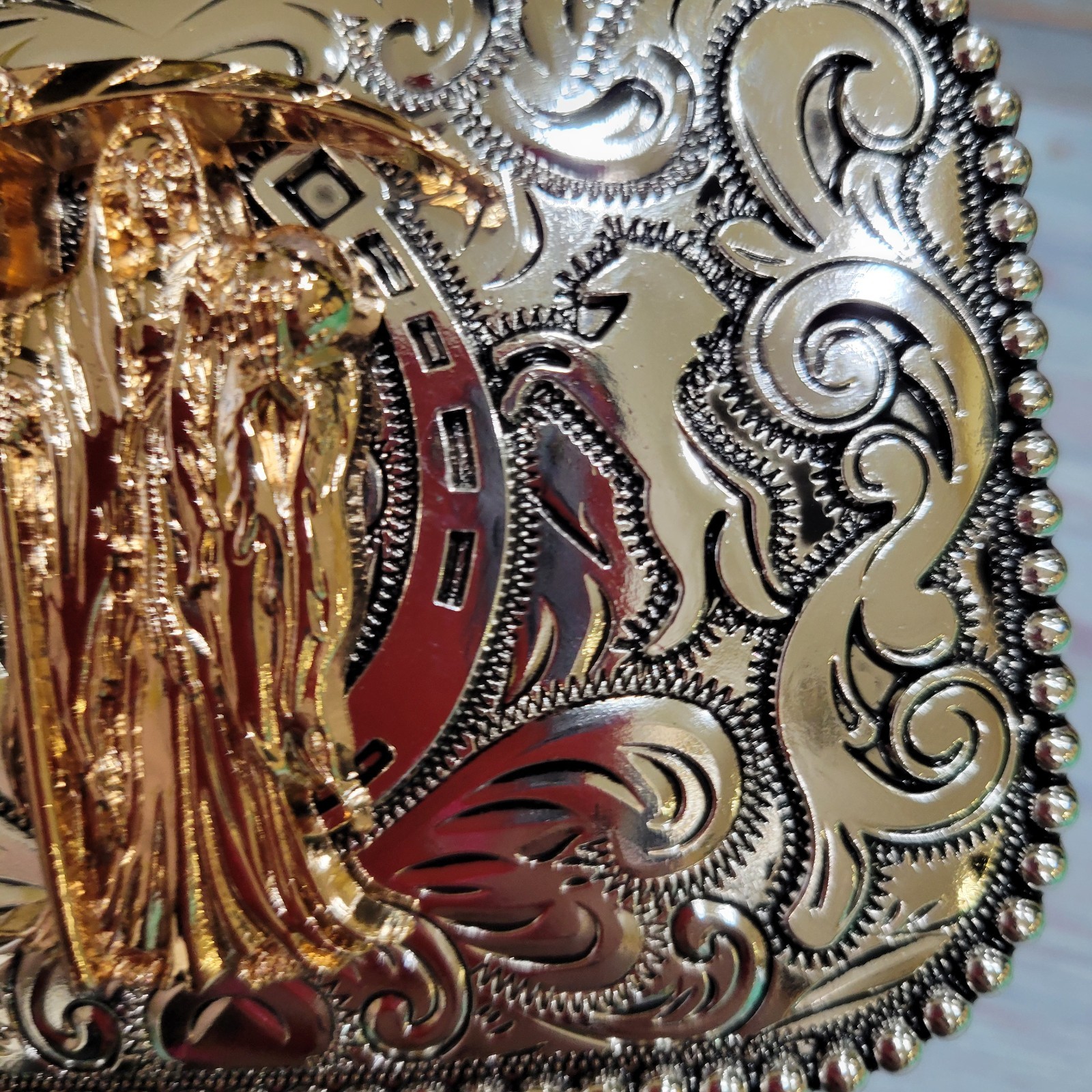 Santa Muerte belt Buckle Grim Reaper Buckle Rosetone Silver Heavy Zinc Alloy