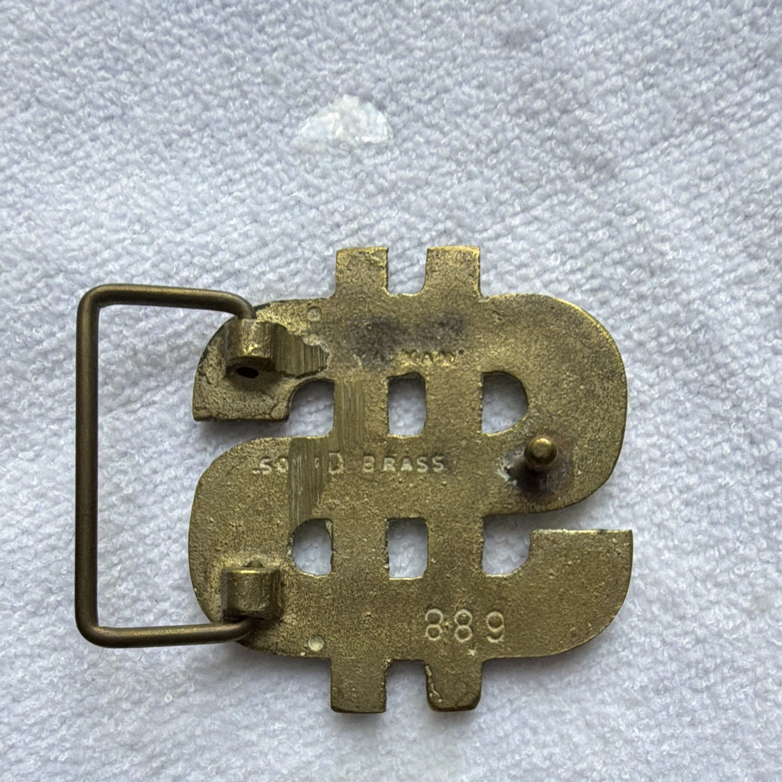 Men&rsquo;s Dollar Sign Money Solid Brass Belt Buckle Gold 1.5in MPN 889