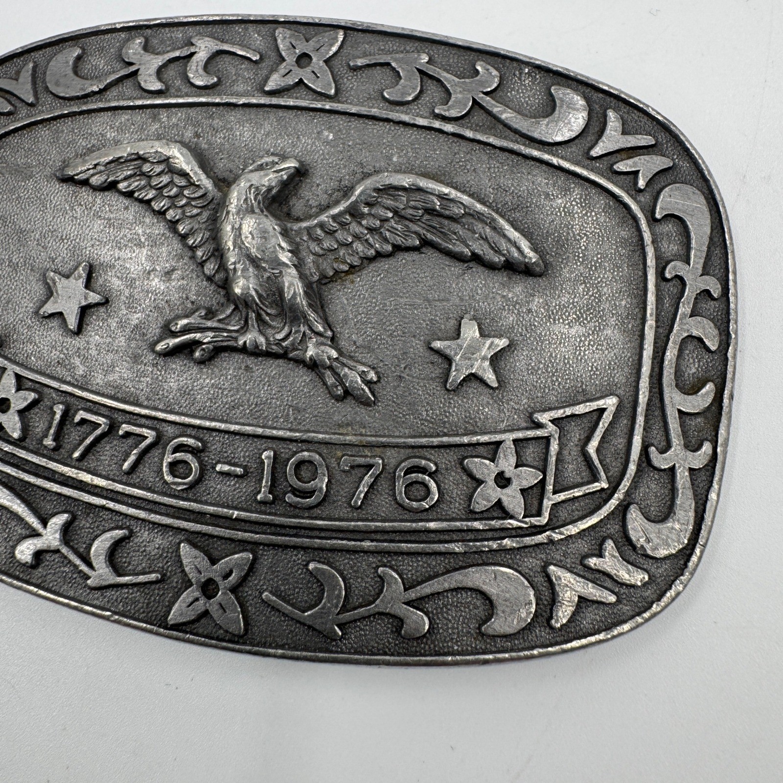 Celebrity Belt Buckle Unisex OS Silver Bicentennial 1776-1976 Eagle Americana