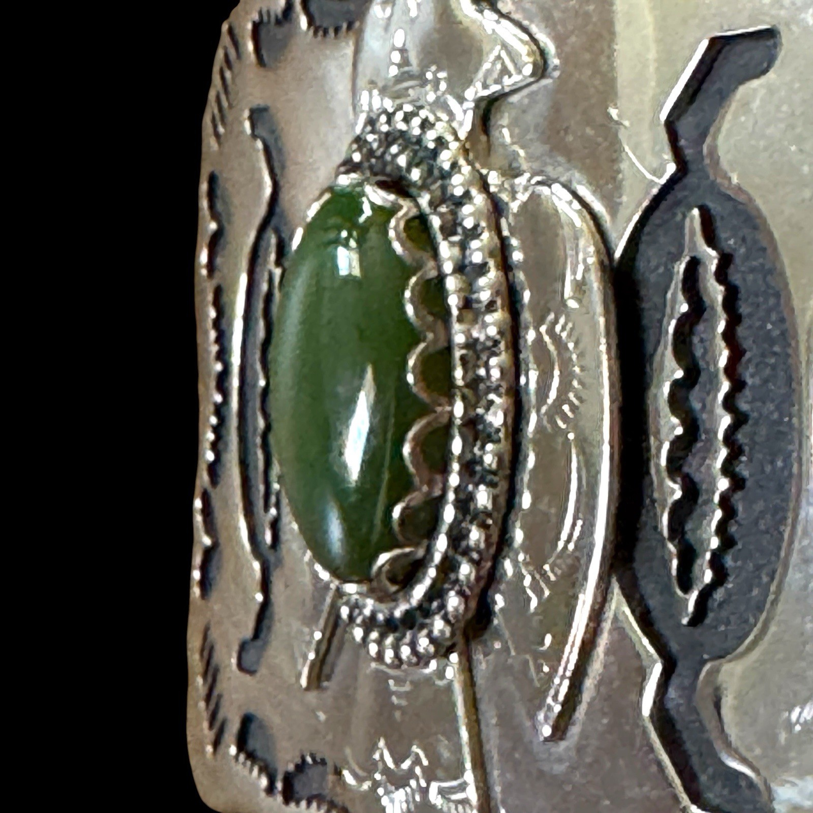 Vtg Southwestern Belt Buckle Green Stone Silver Thunderbird Zuni Navajo Bird