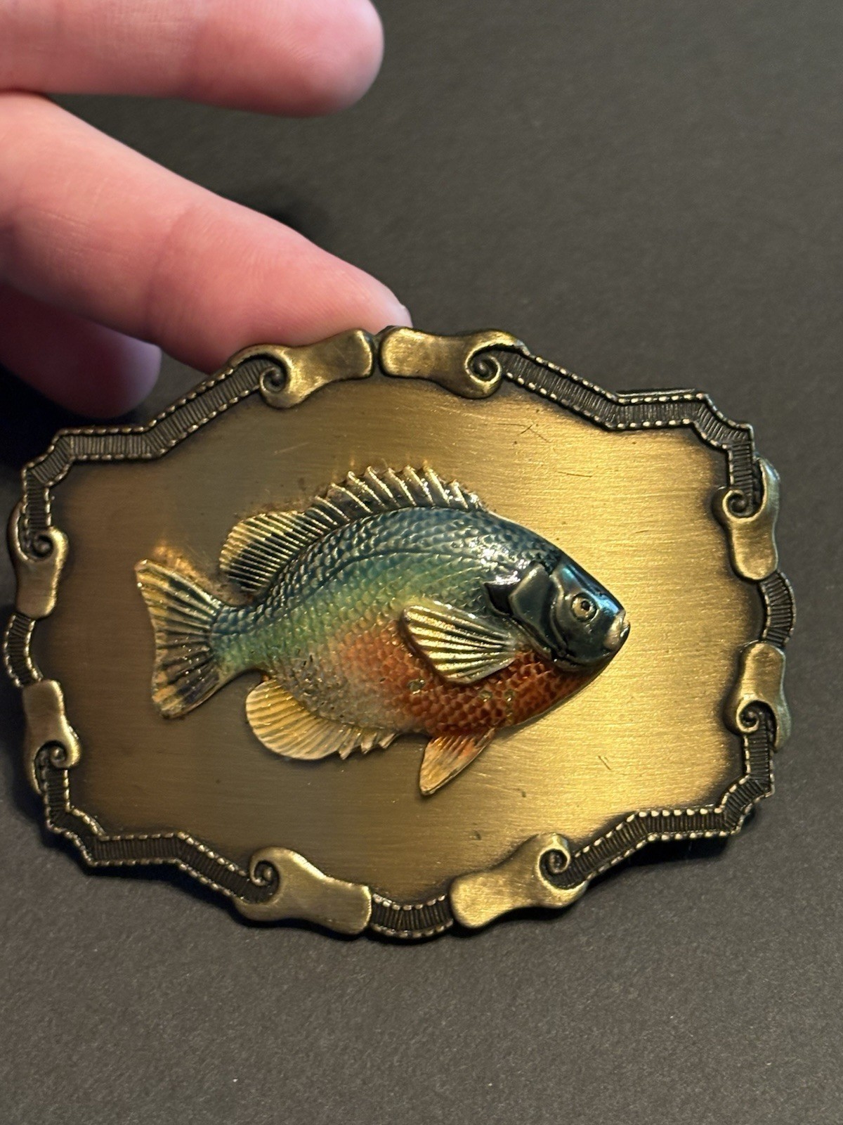 Vintage Bluegill Belt Buckle Fish Fisherman Fishing Panfish Outdoor 1970s Nice