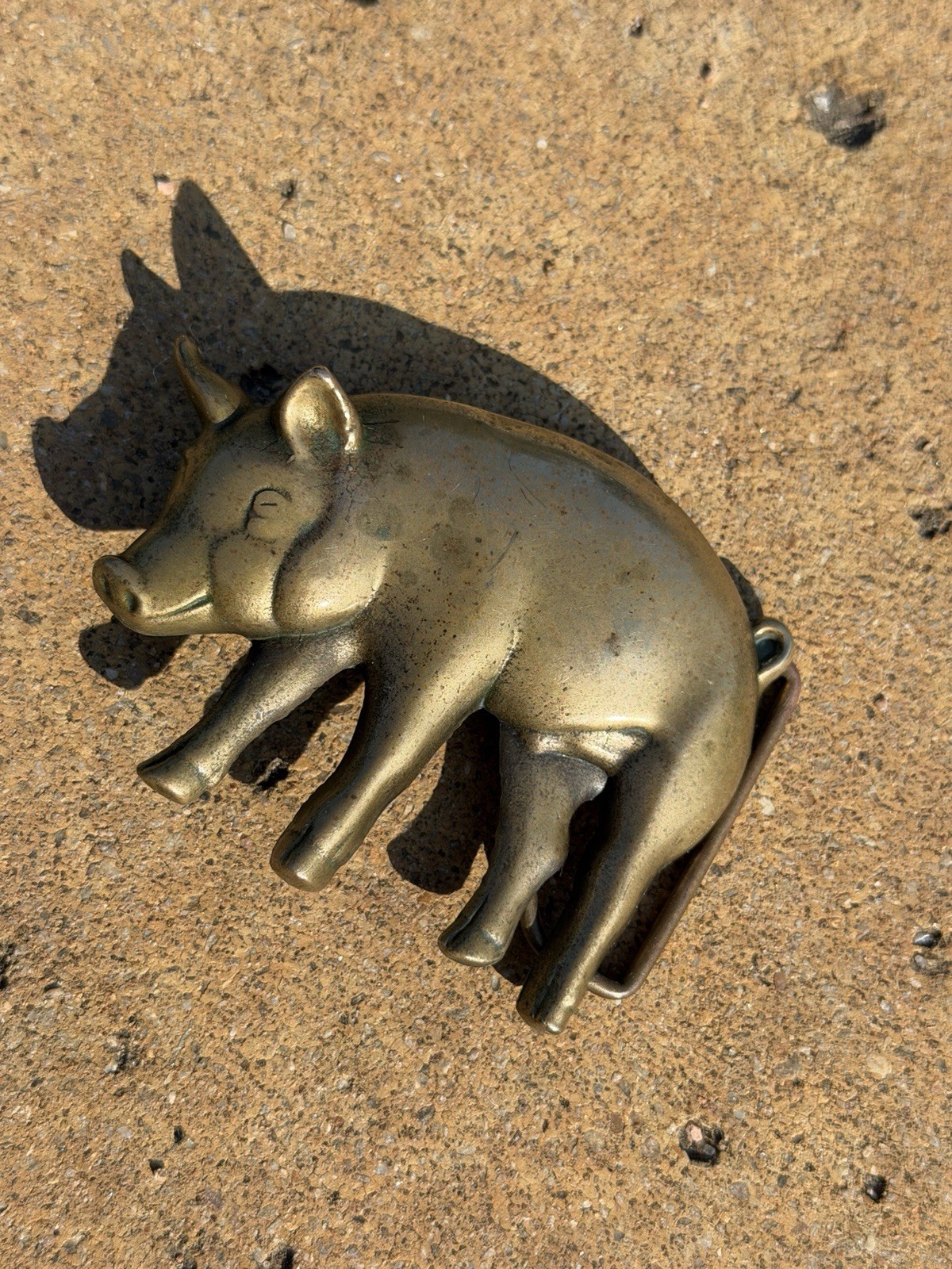 Vintage 1978 Baron Solid Brass Pig Swine Belt Buckle