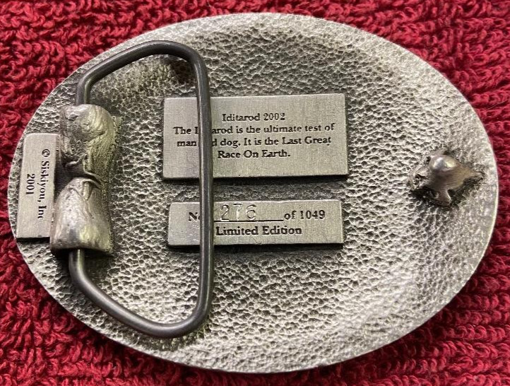 Vntg 2002 Alaska Iditarod Pewter Commemorative Belt Buckle Limited to 1049 B35