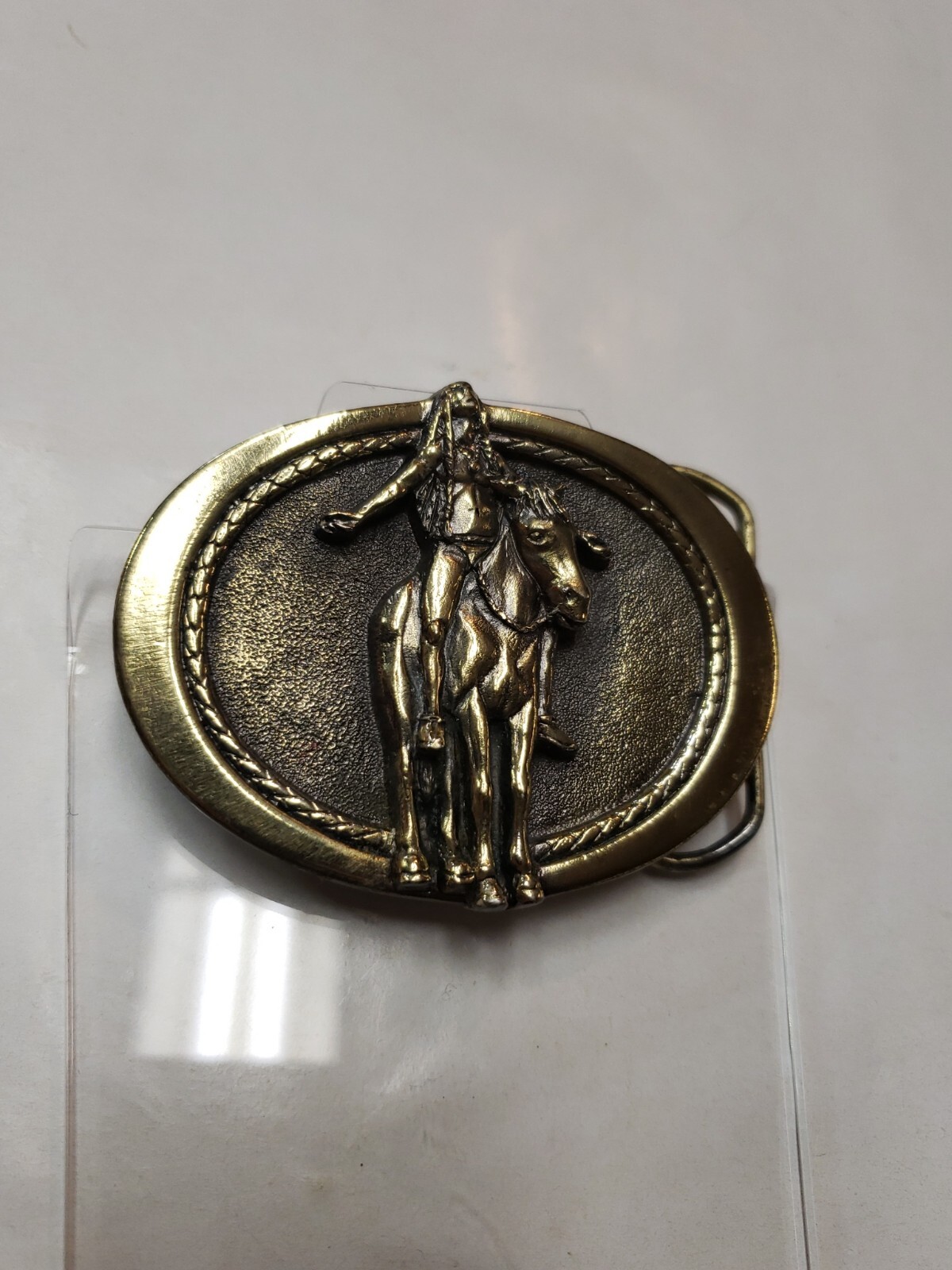 1982 Native American Indian on Horse Great American Belt Buckle Co #353 NOS