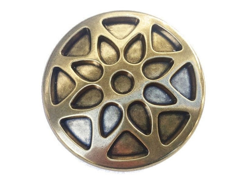 Golden Sun Belt Buckle Solid Brass Western Flower Sunburst Cowboy Snap On Belt