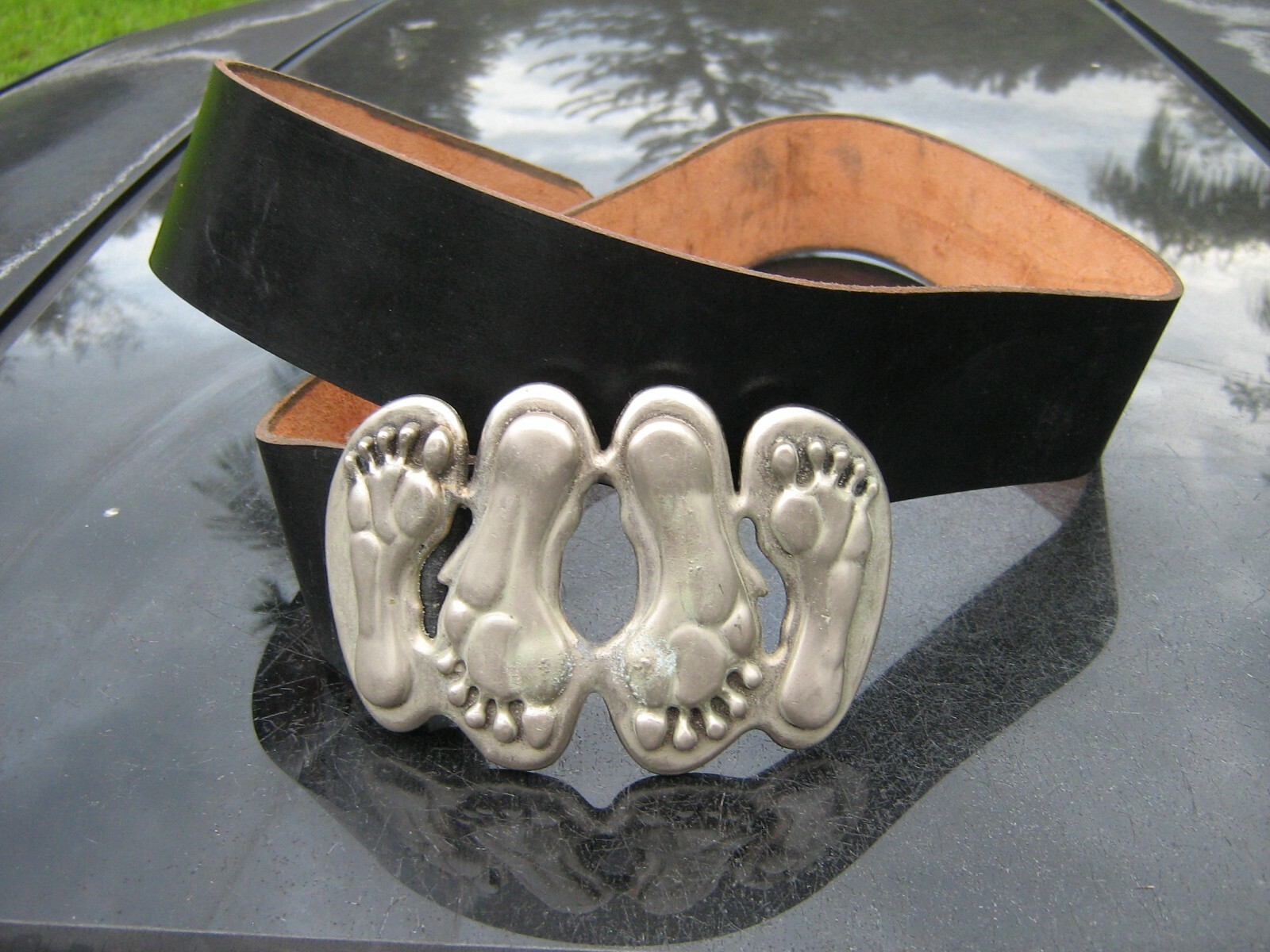 castillo elc Sexy Feet Nickel Plated Brass Belt Buckle 37&Prime;+ leather Belt Spain
