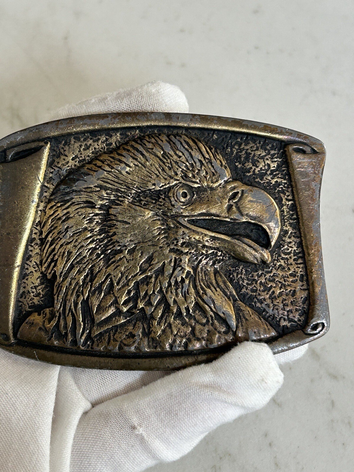 Bald Eagle Belt Buckle Made USA Patriotic CDC Metal Works 1974 Colorado Rattlesn