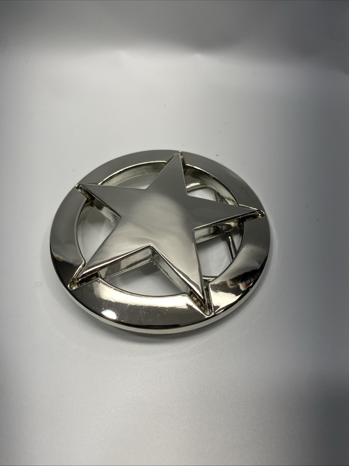 Chrome Sheriff’s Star / Texas Star Belt Buckle Metal Cowboy Western Biker