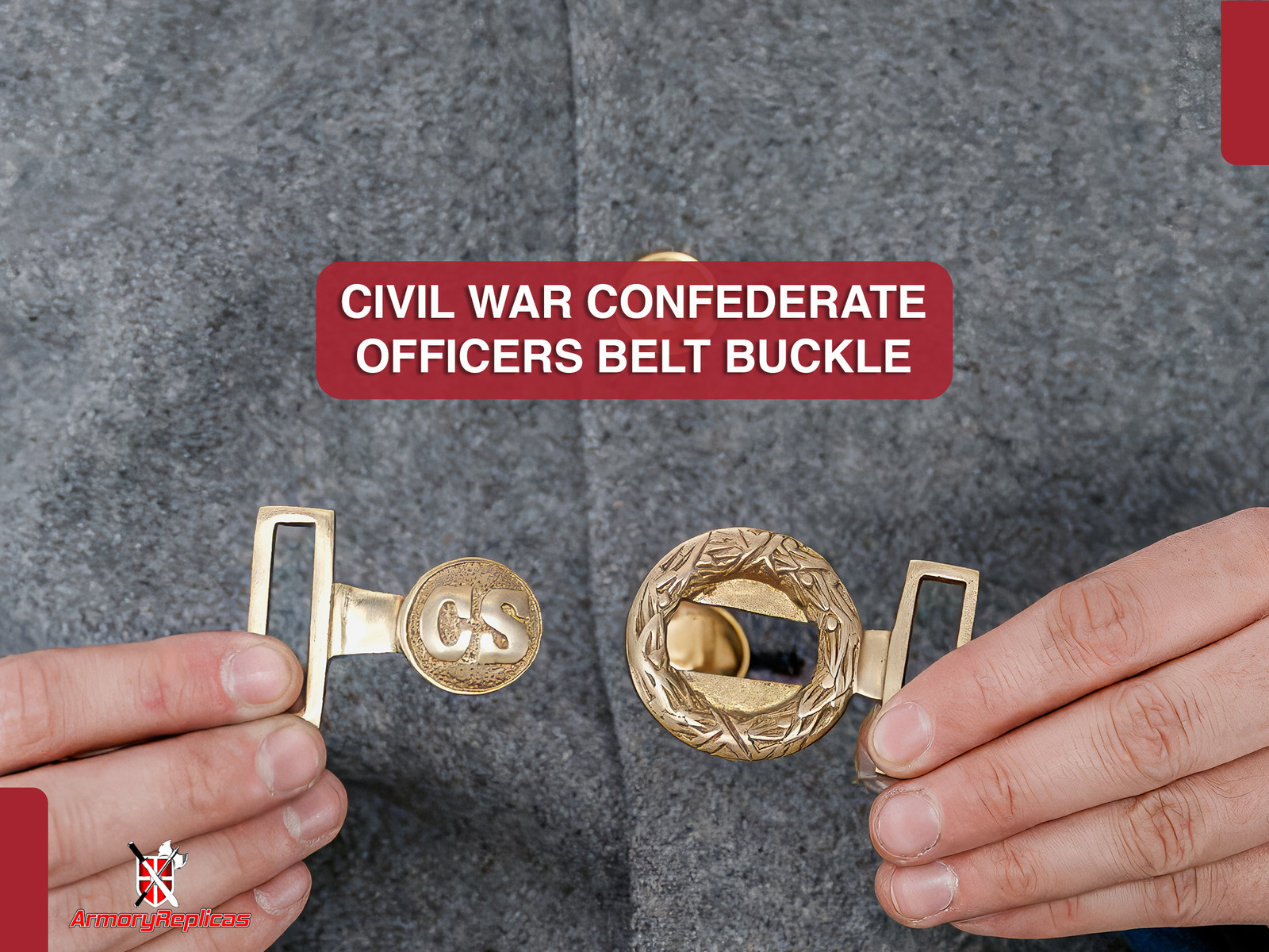 Civil War Confederate Officers Belt Buckle | Reproduction Uniform Costume Brass