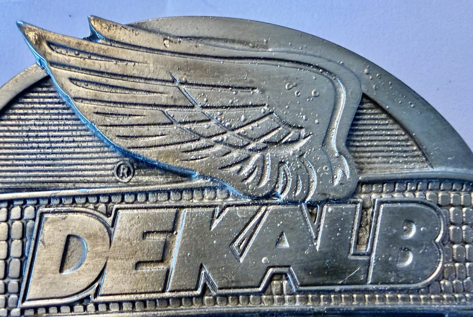 Vintage Dekalb Seed Logo Belt Buckle Silver Tone Heavy Duty Farmer Tractor