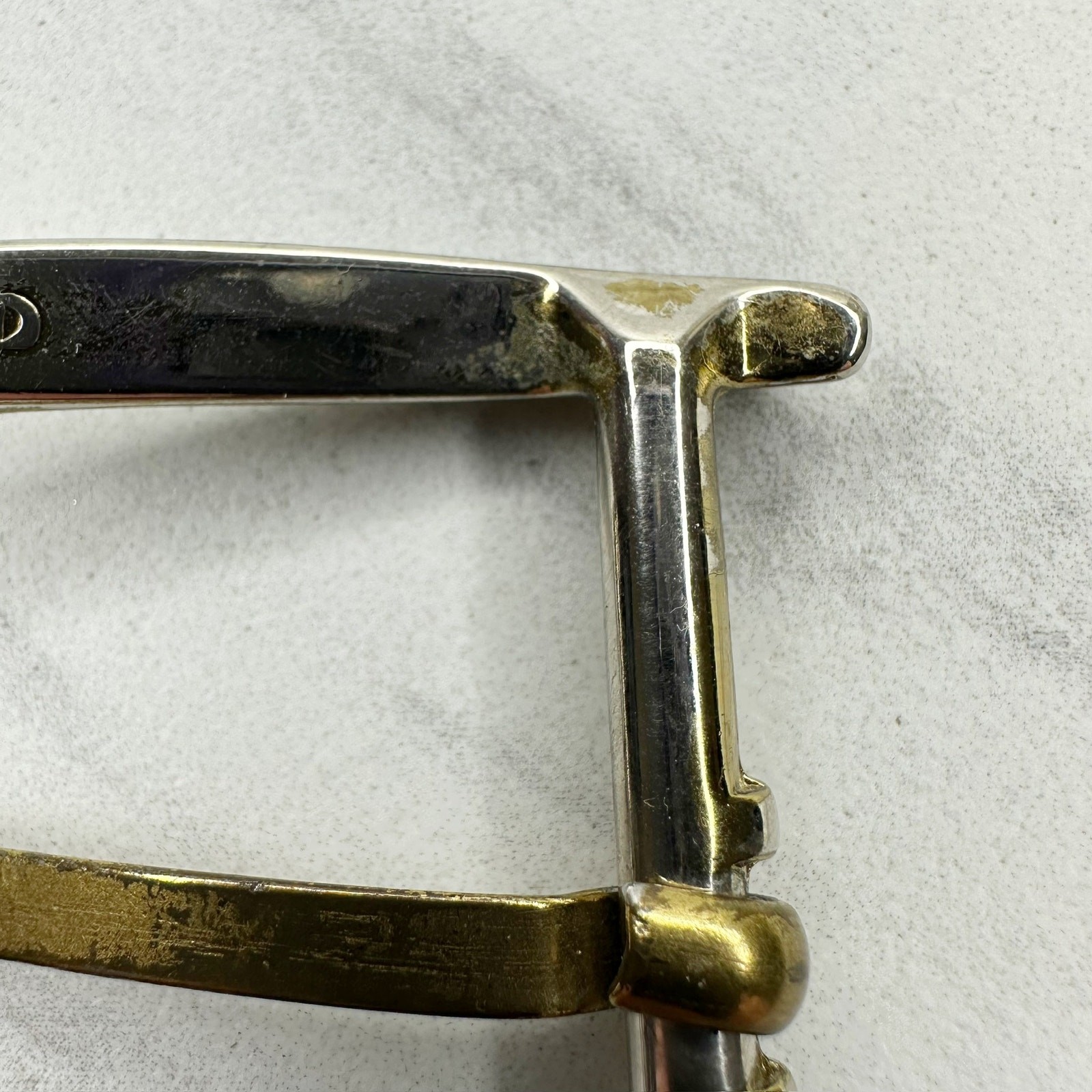 Vintage Silver Gold Tone Simple Rectangle Belt Buckle Fits 1.75&Prime; Belt