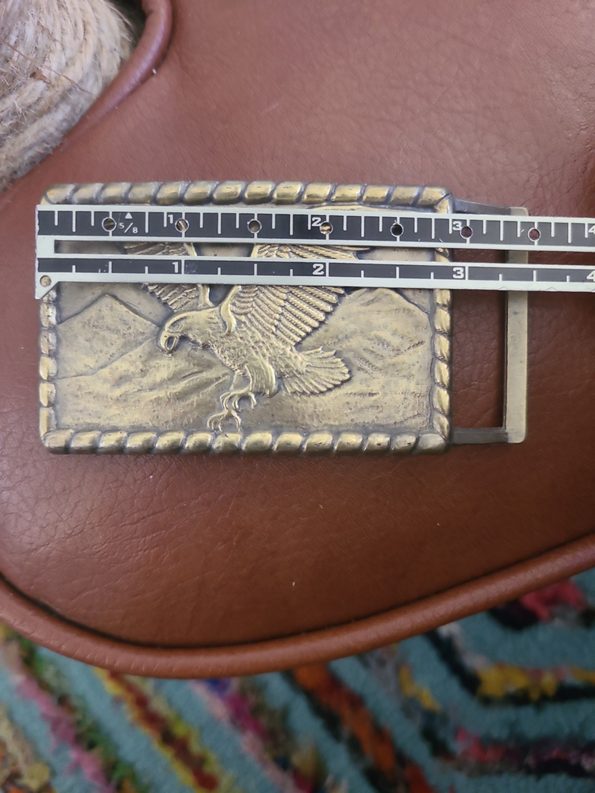 Vintage Gold Eagle Belt Buckle 3×2 Unmarked
