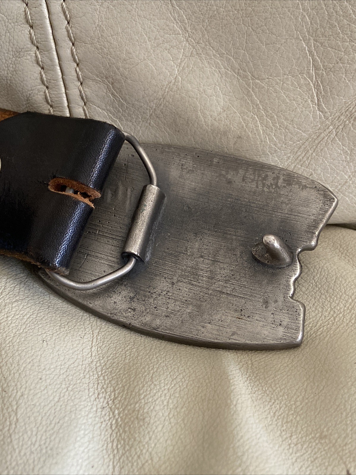 Vintage I WILL GIVE UP MY GUN WHEN THEY PRY IT FROM MY.. Leather BELT And BUCKLE