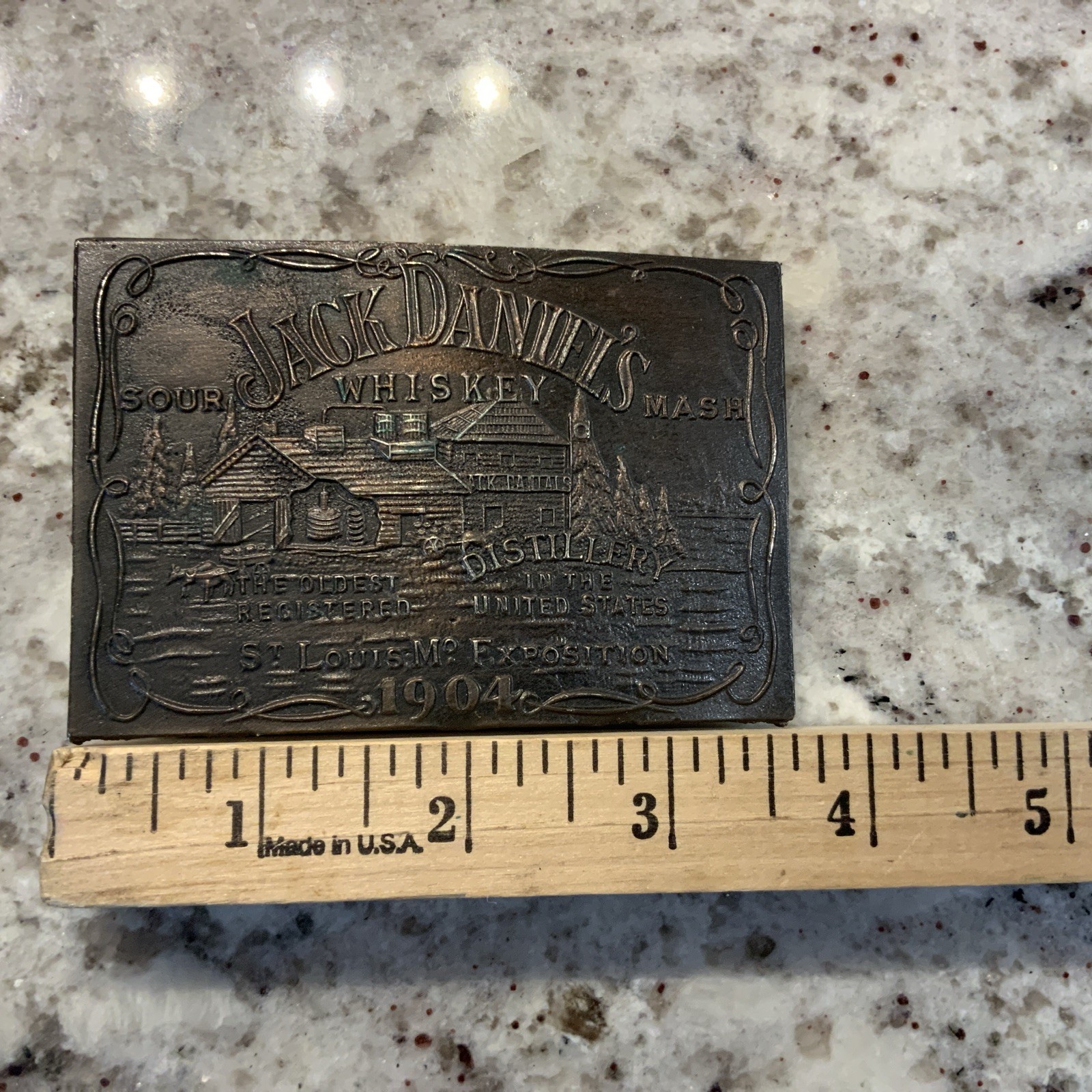 Jack Daniels Sour Whiskey Mash Belt Buckle St. Louis Exposition 1904