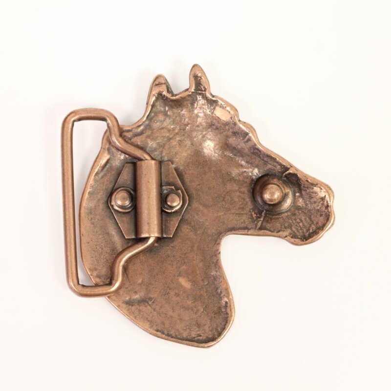 Horse Head Belt Buckle Antique Copper – Western Style for Riders, Timeless Design