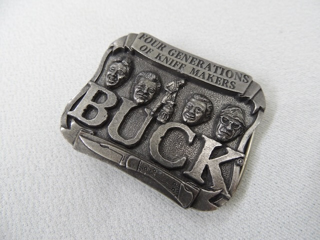 Vintage 1980’s Buck Knives Smokey Mountain Knife Works Belt Buckle