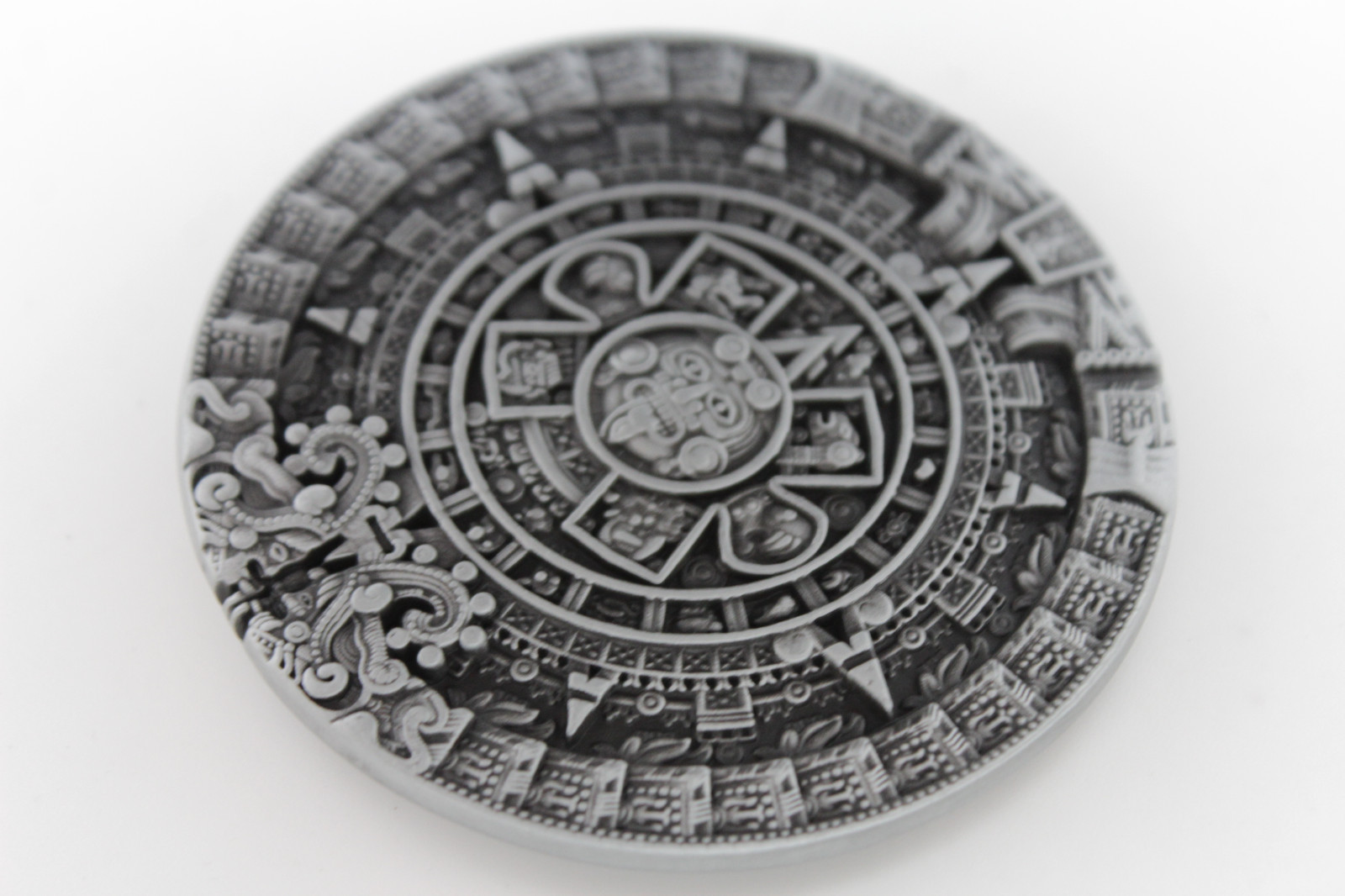 NEW Men Women Belt Buckle Silver Color Metal Western Aztec Calendar Mayan Round