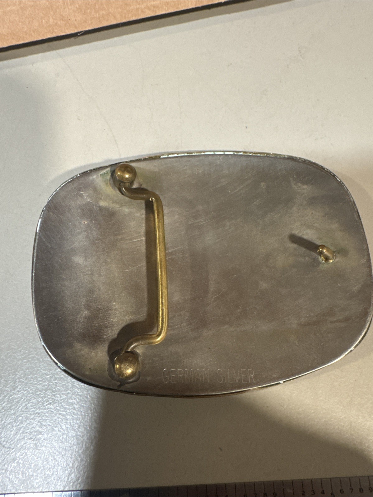Vintage German Nickel Silver Team Calf Roping Rodeo Belt Buckle w/ Blank Ribbons