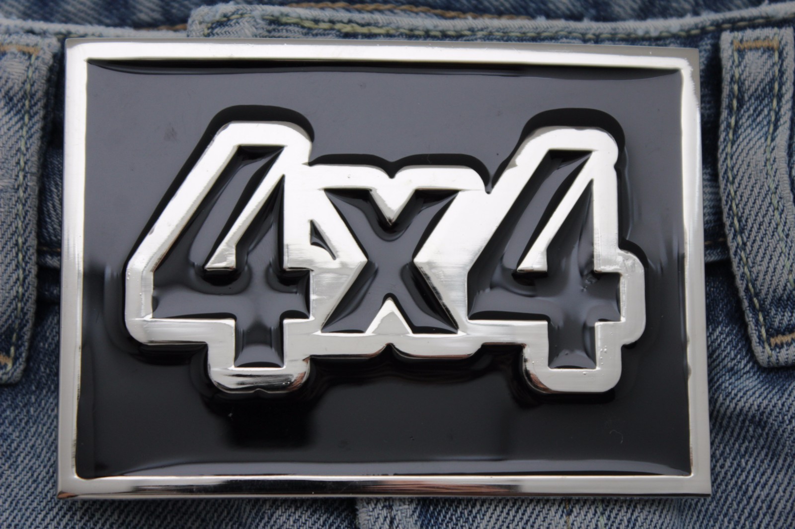 Men Women Fashion Belt Buckle Silver Black Metal 4X4 Four By Four Offroad Biker