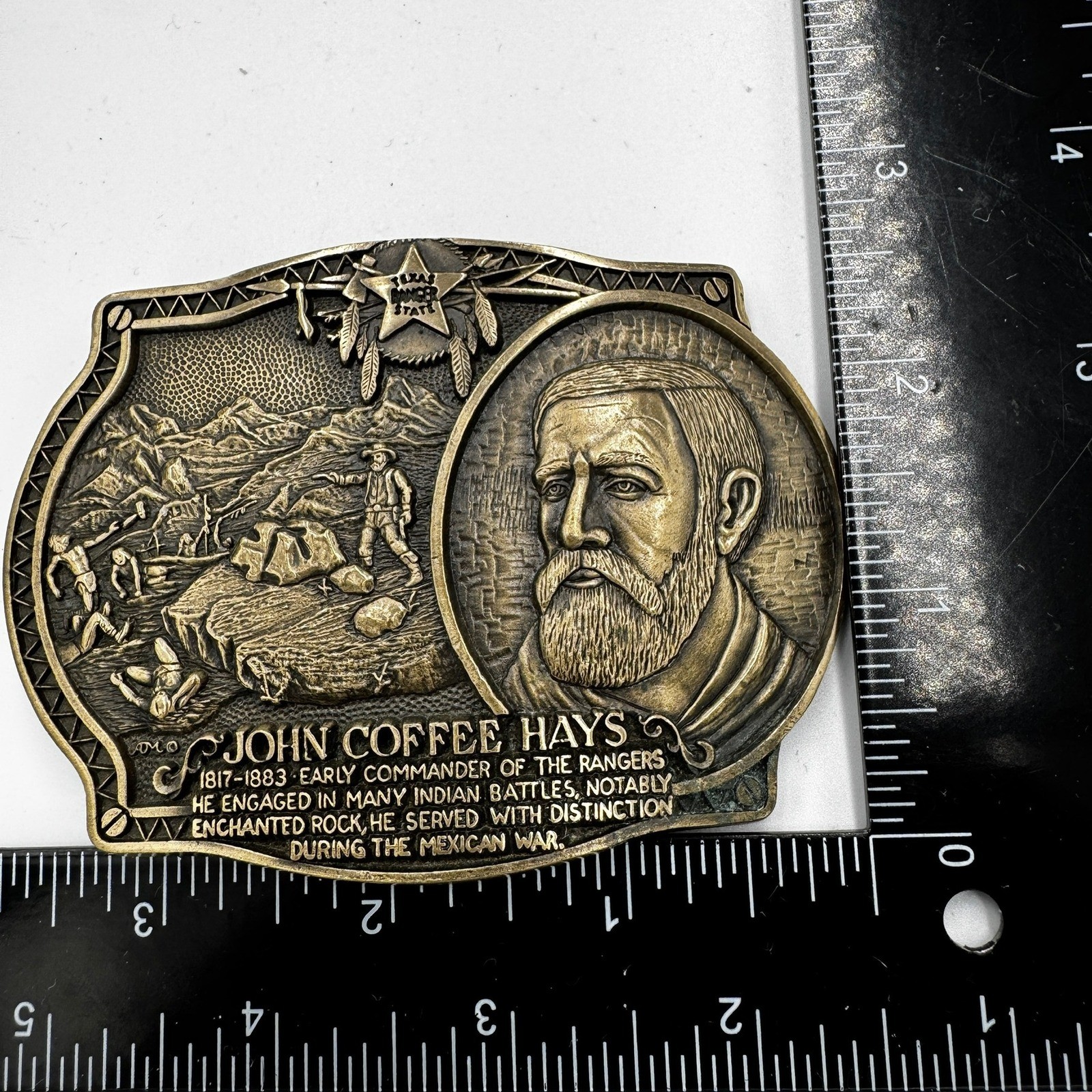 The Texas Ranger Collection John Coffee Hays Solid Brass Belt Buckle Ltd Ed 493